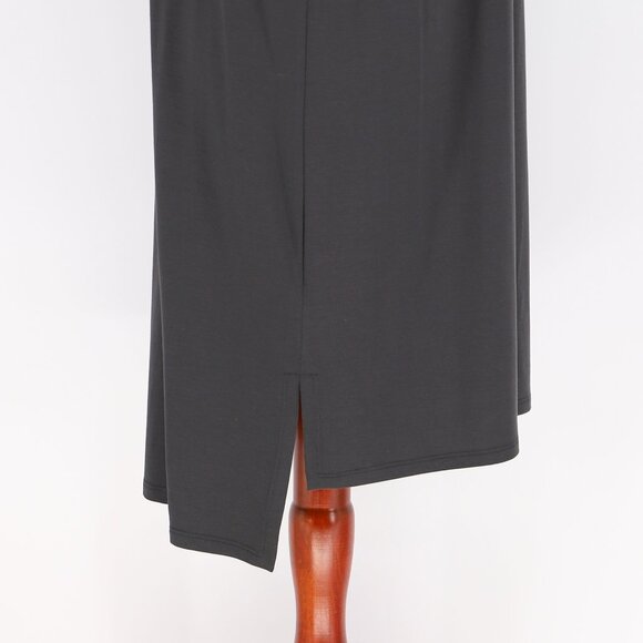 EILEEN FISHER Tencel High-Low Tunic Dress Dark Gray Charcoal Half-Sleeves Size L - Picture 4 of 8